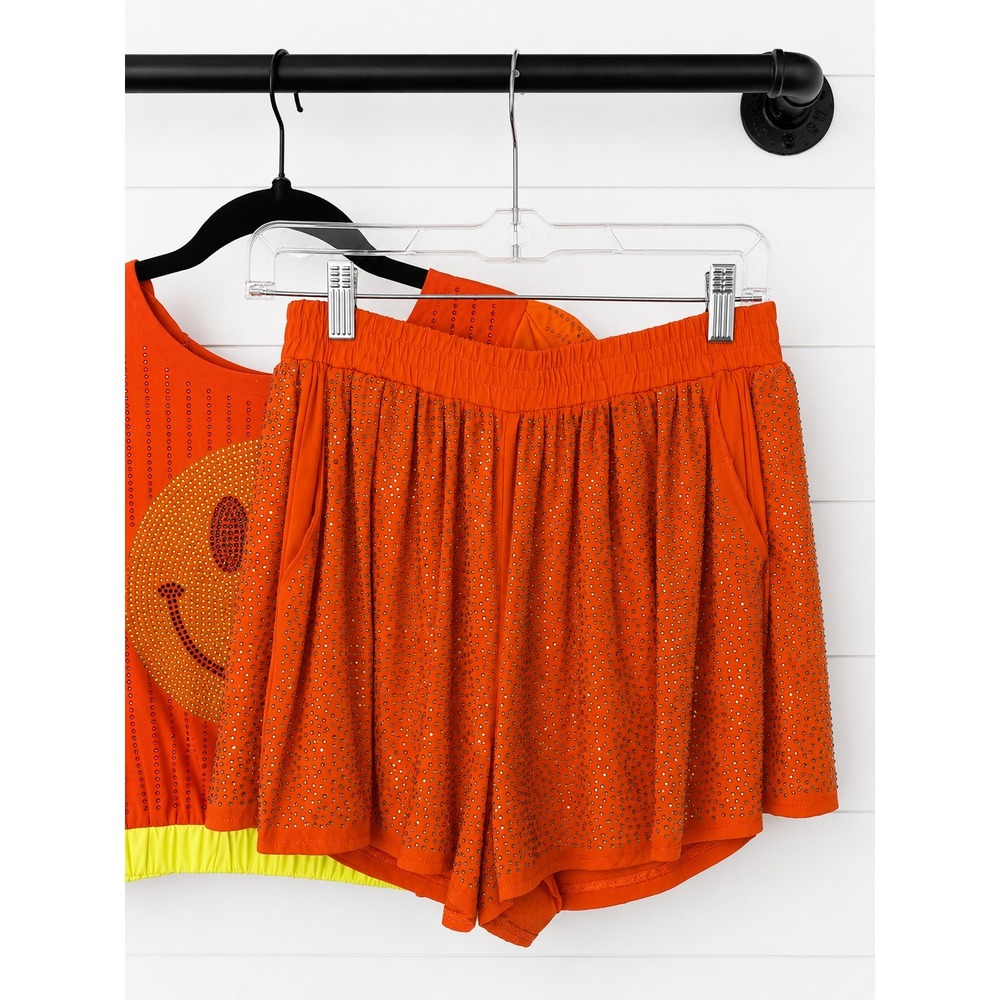 NWT Queen Of Sparkles Orange Rhinestone Smiley Face 2 Piece Set -MSRP: $162 - S - Picture 4 of 7